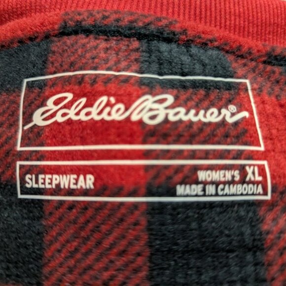 Eddie Bauer Women's Buffalo  Heath Check Moose Sleep Set Pajama XL New w/Tags - Picture 5 of 6